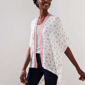 NWT LOFT Border Blossom Kimono